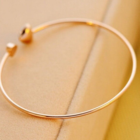 Hearts Gold Crystal Love Bangle Cuff Bracelet - Picture 4 of 6